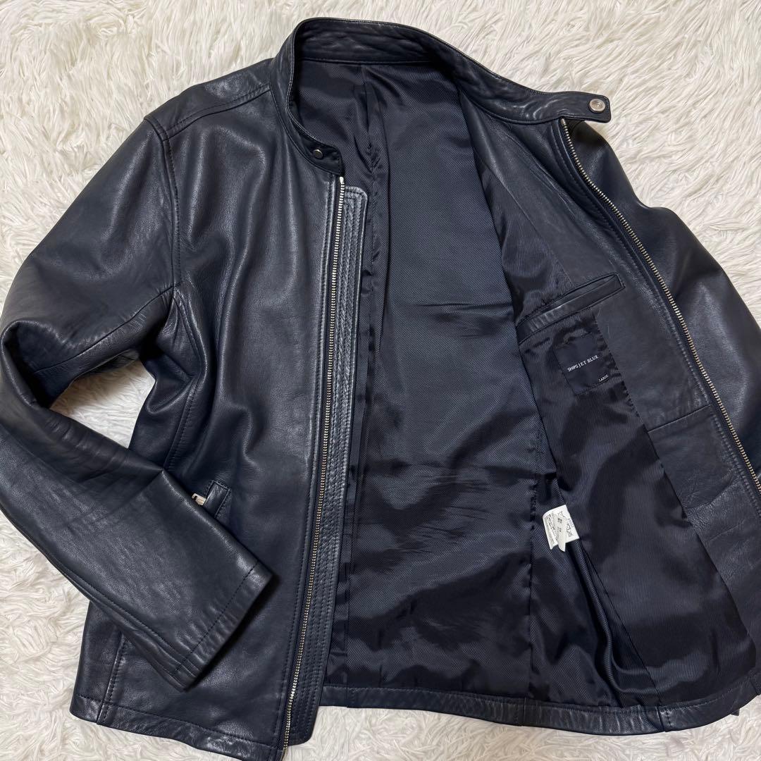 【希少カラー】SHIPS ラムレザー　シングルライダースジャケット　Size L