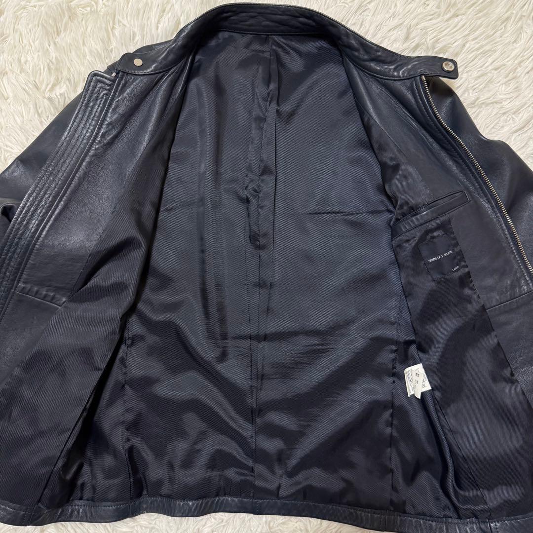 【希少カラー】SHIPS ラムレザー　シングルライダースジャケット　Size L