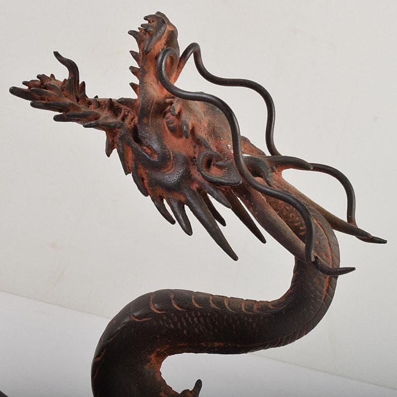 高岡銅器　金工家　村田宏作　銅製　龍と碇　釣釜道具　置物　F　R9369H