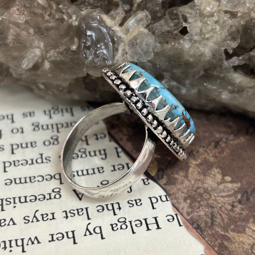 けーい 70s ヴィンテージ ターコイズ リング 23号 指輪 シルバ