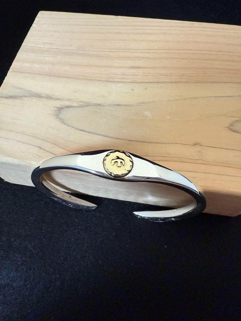 3*8様 シルバー925 イーグル顔 バングル ブレスレット 金メタル付き