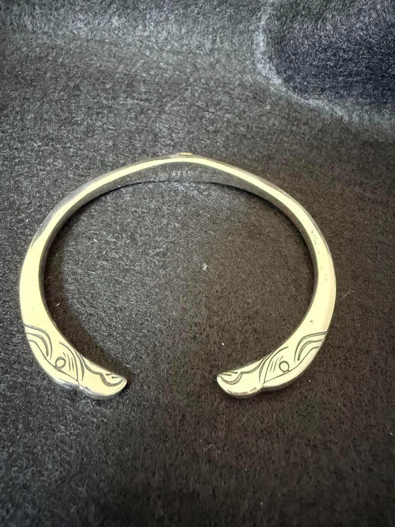 3*8様 シルバー925 イーグル顔 バングル ブレスレット 金メタル付き