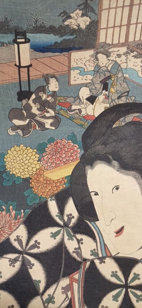 浮世絵版画、江戸紫五十四帖第六末摘花、三代歌川豊国画、嘉永5年出版