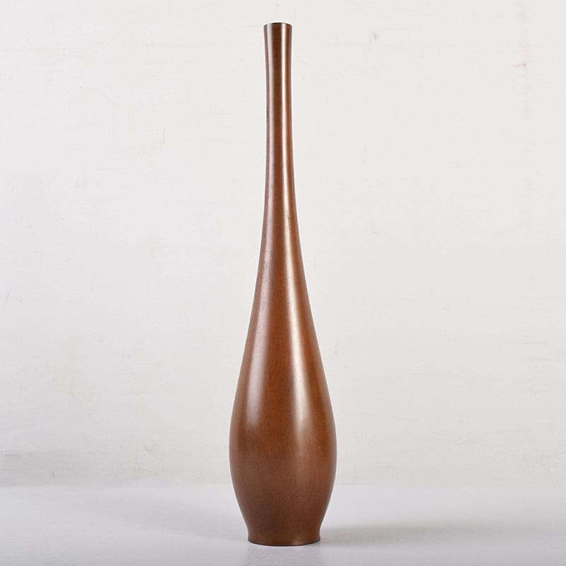 平安　秦蔵六造　青銅一枝瓶　鶴首瓶　共箱　D　R7766