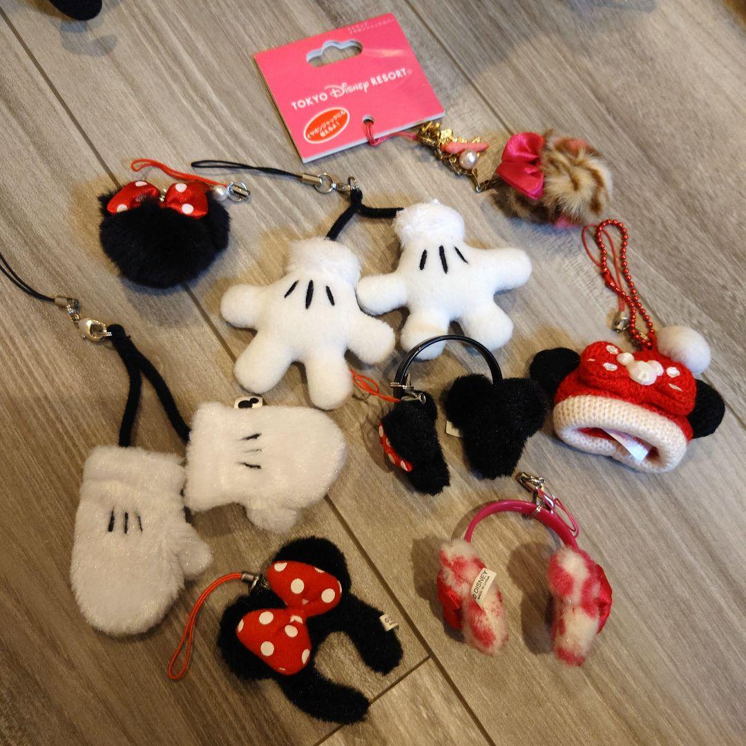 ディズニー　ミニー　ミッキー　手袋　ふわふわ　ストラップ　ニット帽　ヒョウ柄