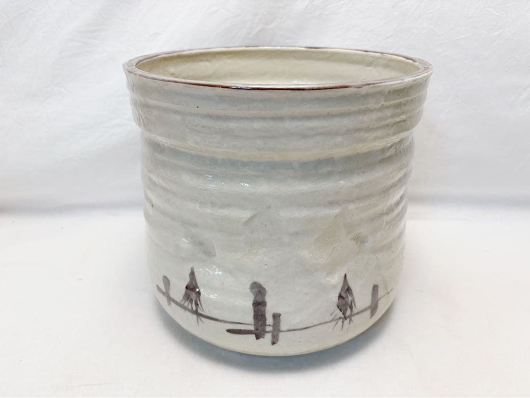 ほぼ未使用 水屋道具 景陶作 志野 水屋瓶 陶印 割蓋付き 水差し 箱無