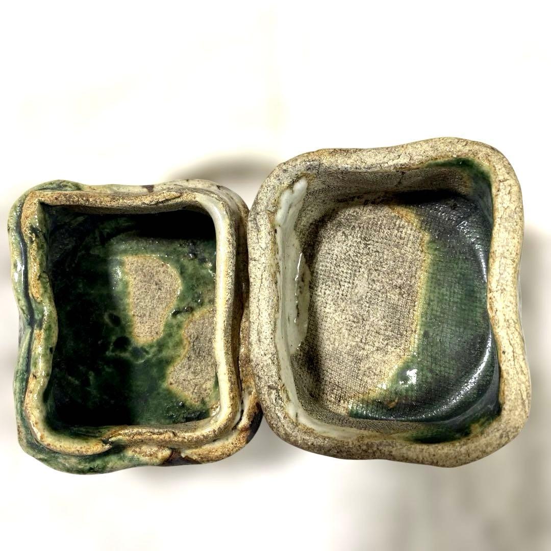 J-41 香合　織部焼　茶道具　アンティーク　インテリア　雑貨　美術品　工芸品