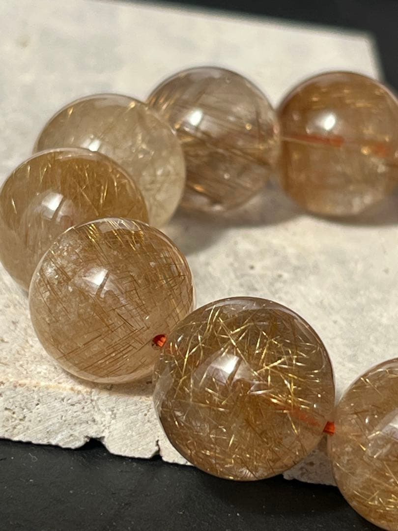 ルチルクォーツ　16.9〜19.3㎜　ブレスレット