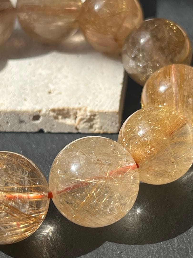 ルチルクォーツ　16.9〜19.3㎜　ブレスレット