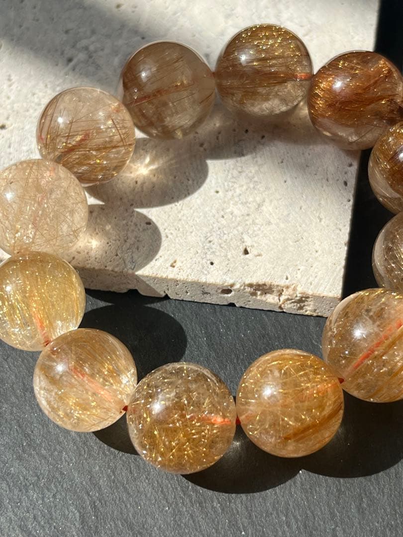 ルチルクォーツ　16.9〜19.3㎜　ブレスレット