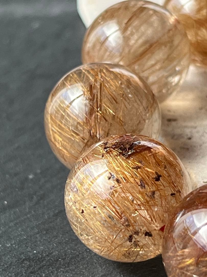 ルチルクォーツ　16.9〜19.3㎜　ブレスレット