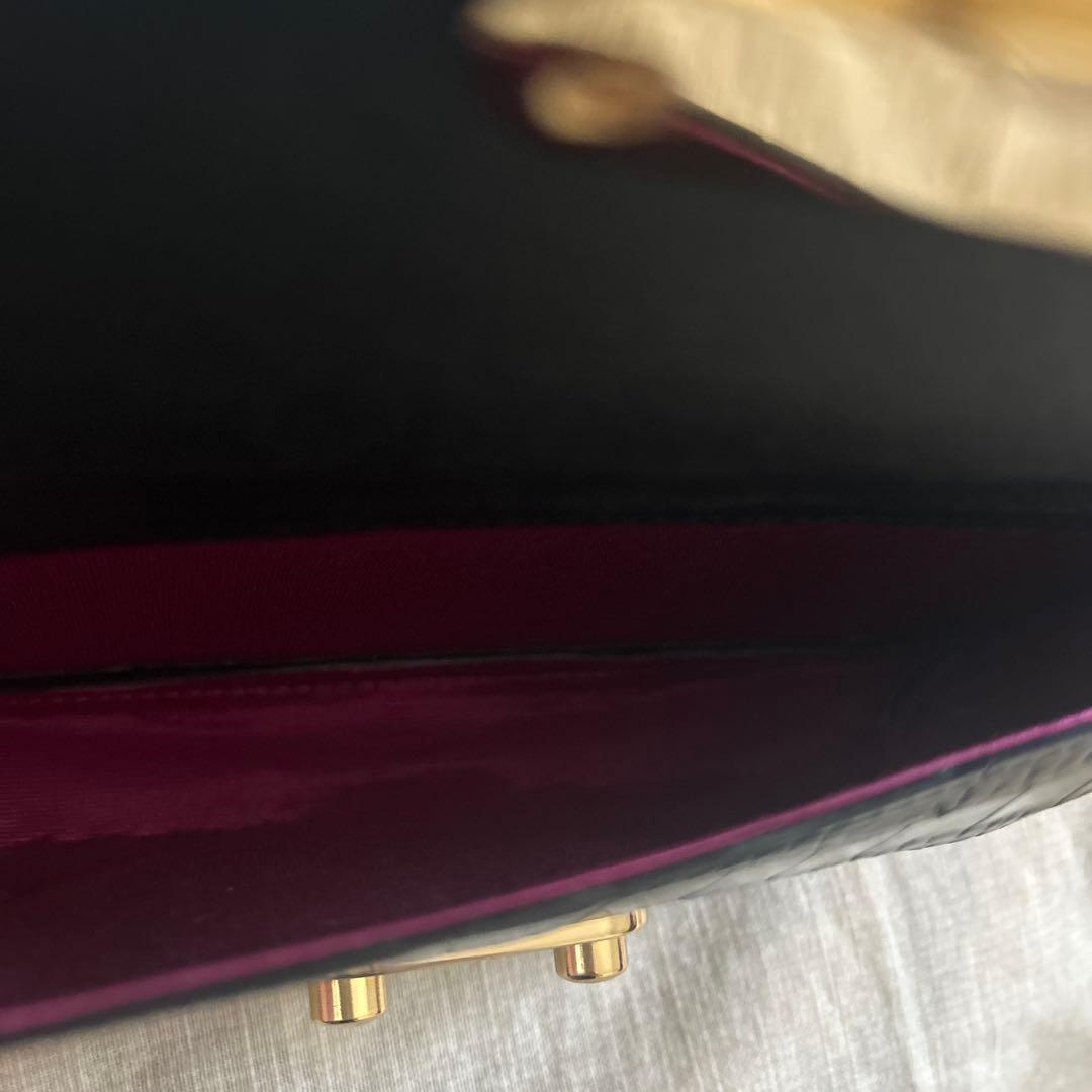 ADMJ マットクロコダイル　お財布バック　ブラック