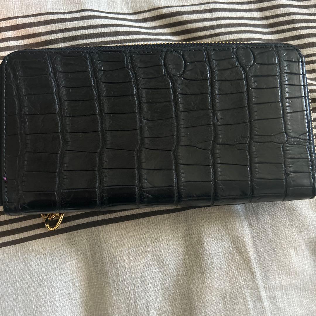 ADMJ マットクロコダイル　お財布バック　ブラック