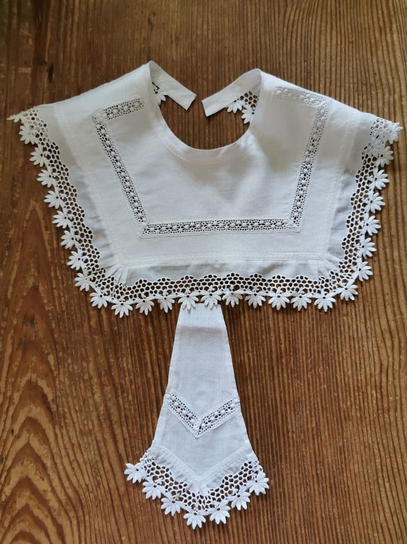 アンティークフランス 花のギュピールレース 付け襟 ＆ジャボ お揃い２点セット