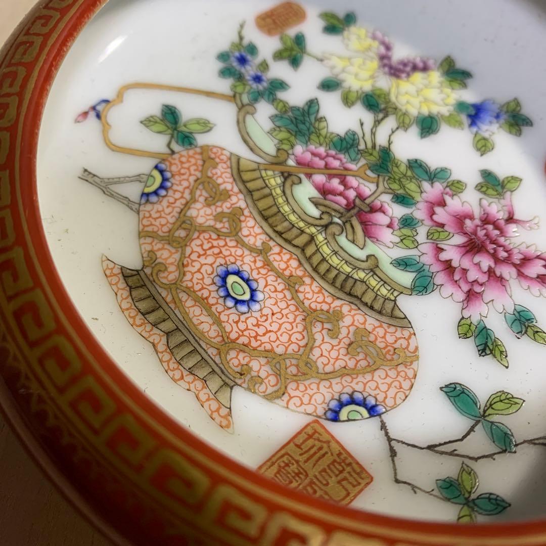 中国　花図　鉢