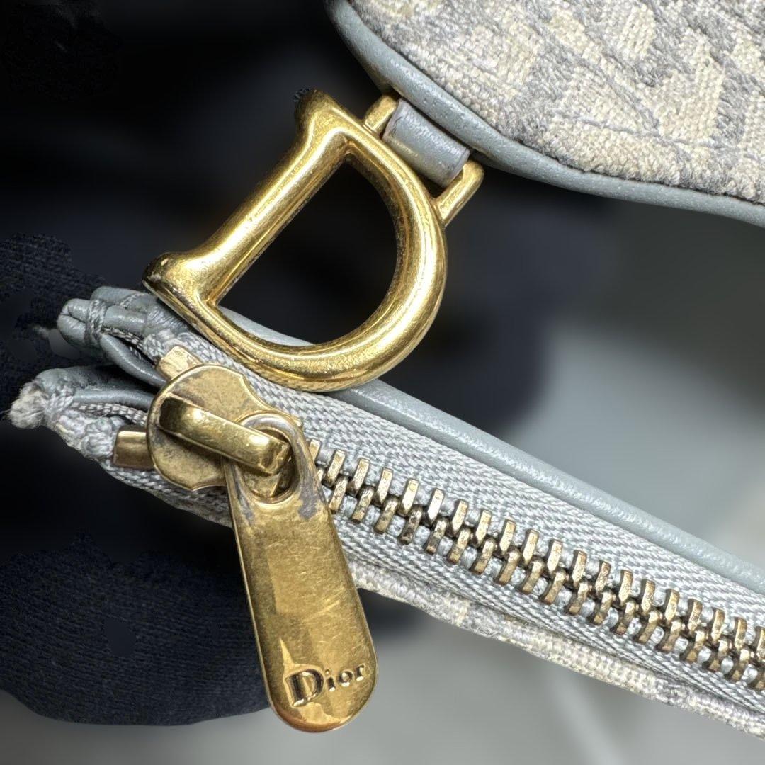 DIOR 三つ折り 財布　サドル　オブリーク　トロッター柄　ロゴチャーム