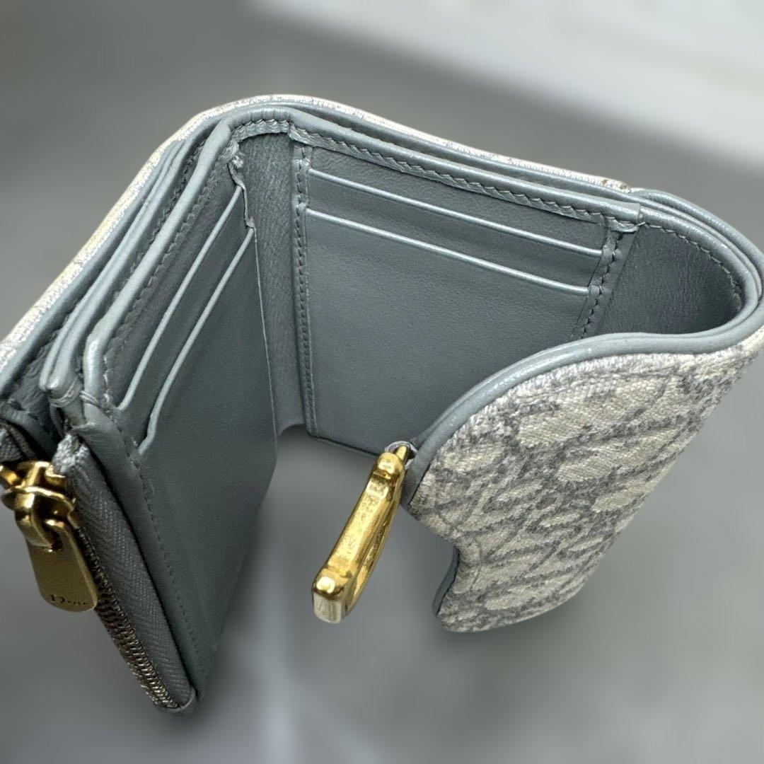DIOR 三つ折り 財布　サドル　オブリーク　トロッター柄　ロゴチャーム
