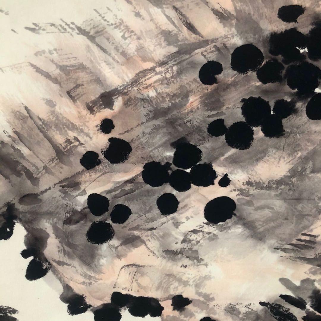 李苦禅『万里日眺』　三尺中堂　掛け軸　表装済み　大判　174×77cm　中国書画