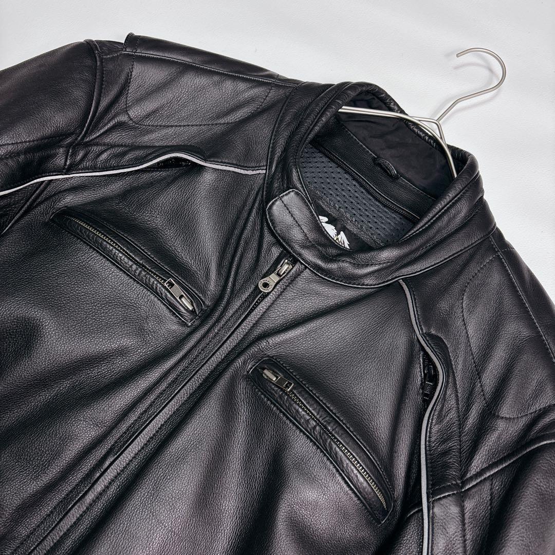 【希少2XLサイズ】美品✨ハーレーダビッドソン シングルライダースジャケット 黒