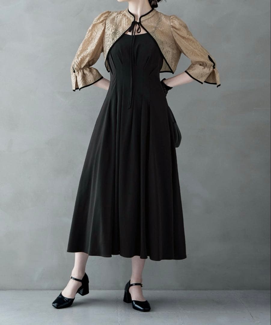 etoll. ジャガードボレロ＆ウエストタックボリュームパーティードレス