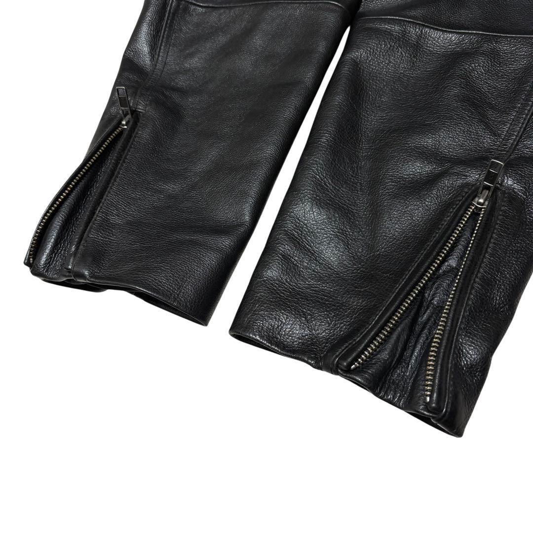 美品 OLD UNIQLO ユニクロ 牛革 ライダースジャケット ブラック Ｌ