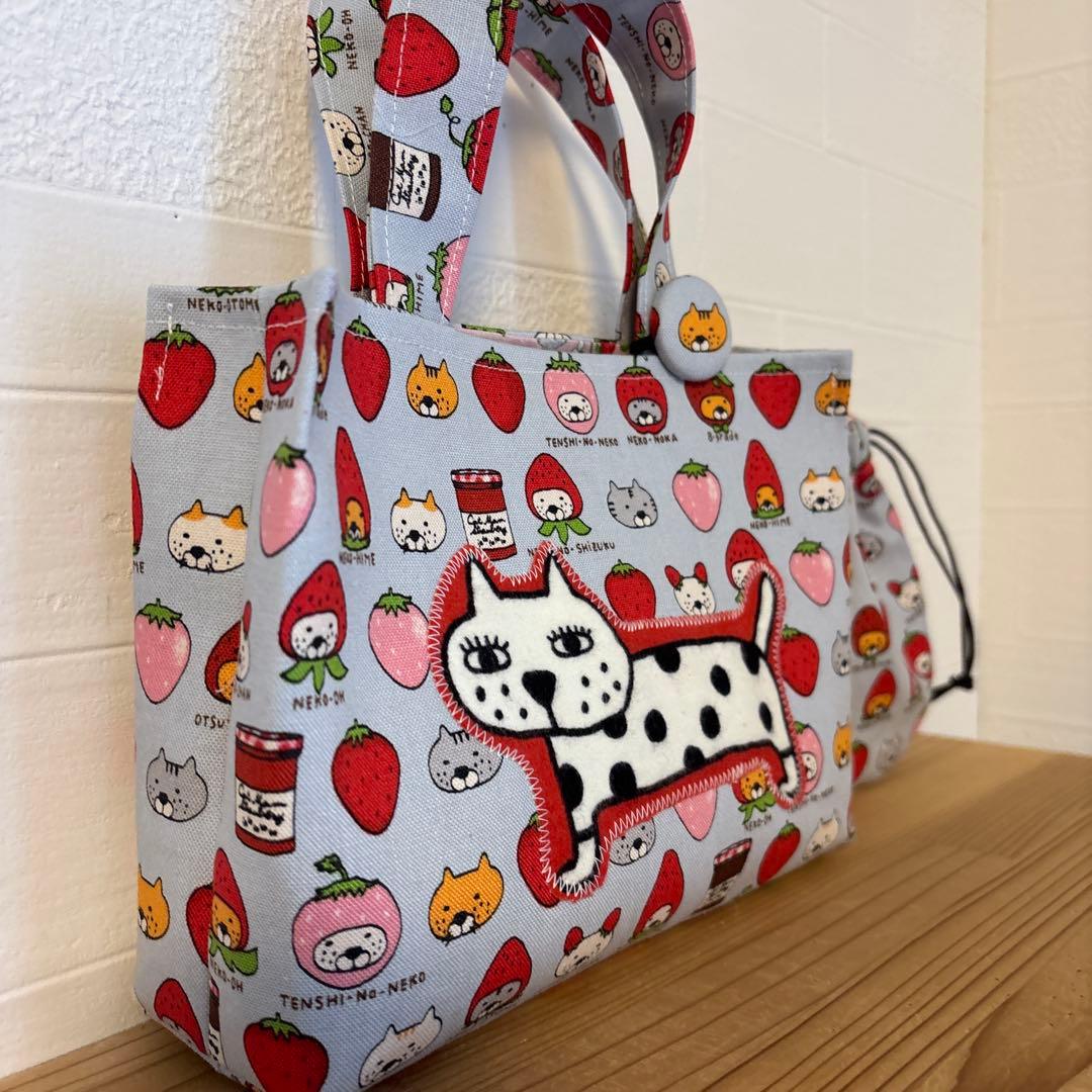 感謝価格　巾着　猫柄　ハンドメイド　小物入れ　おやつ入れ