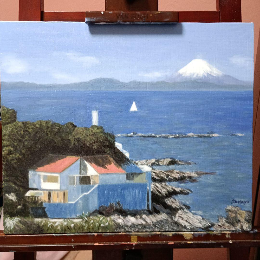 油彩画：諸磯湾にて 、冬　　　　　Ｆ８号キャンバス