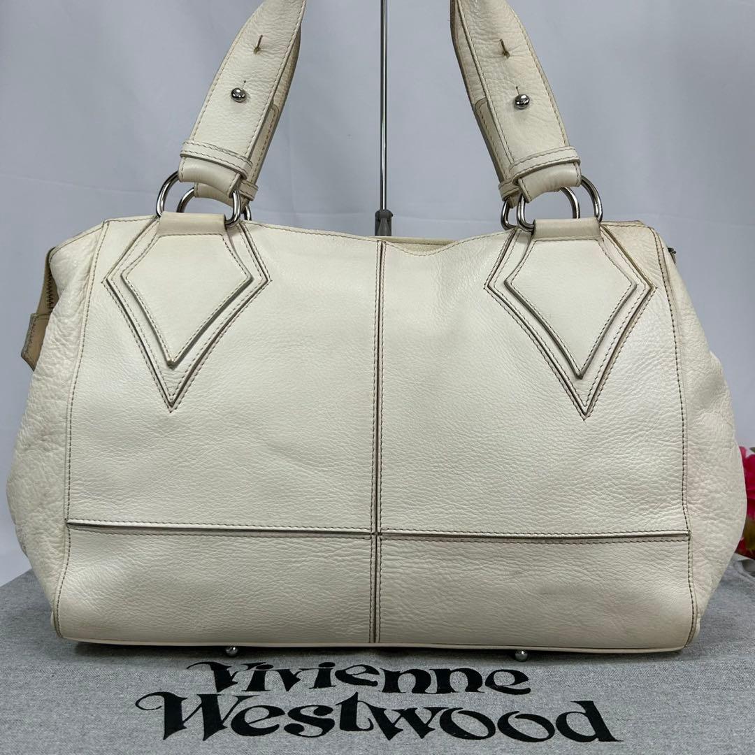 【美品】ヴィヴィアンウエストウッド パンチングレザー トートバッグ 手提げ 白