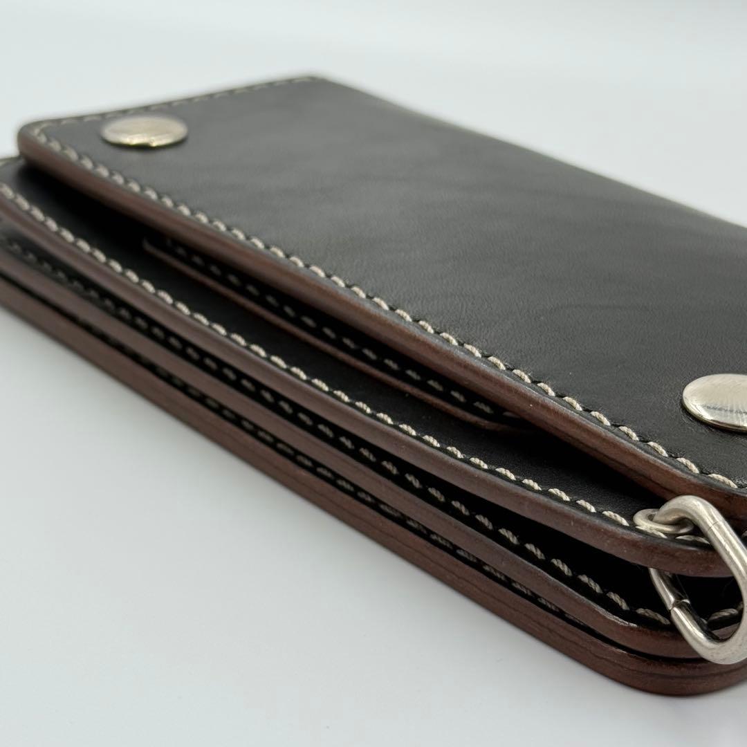 トラッカーウォレット(ブラック) サドルレザー　タロンジッパー　真鍮ニッケル