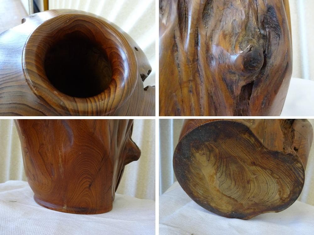 稀少　屋久杉　銘木　壺　花器　泡瘤　虎杢　泡杢　伝統工芸品　世界遺産　美術品　②