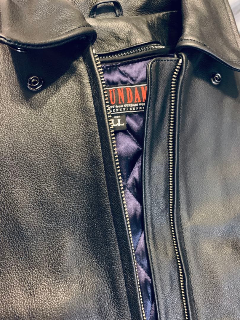 未使用品 ガンダム ジオン軍 レザー シングルライダースジャケット 襟付き LL