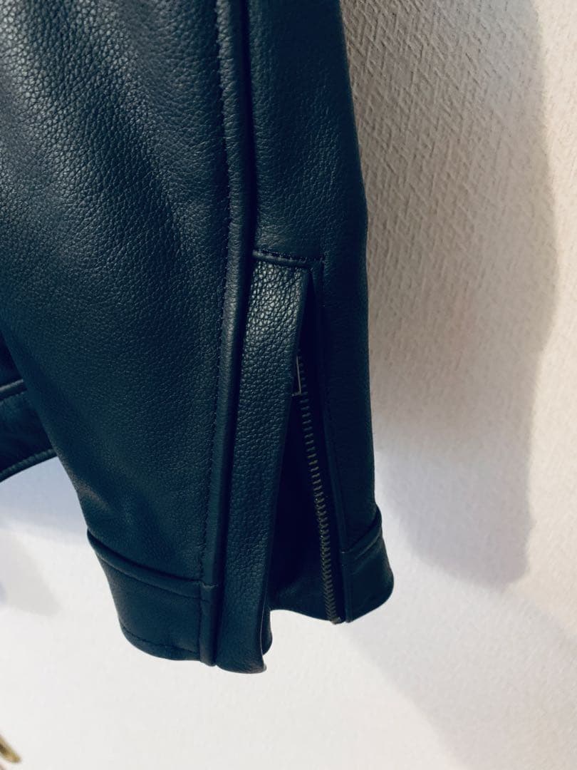 未使用品 ガンダム ジオン軍 レザー シングルライダースジャケット 襟付き LL