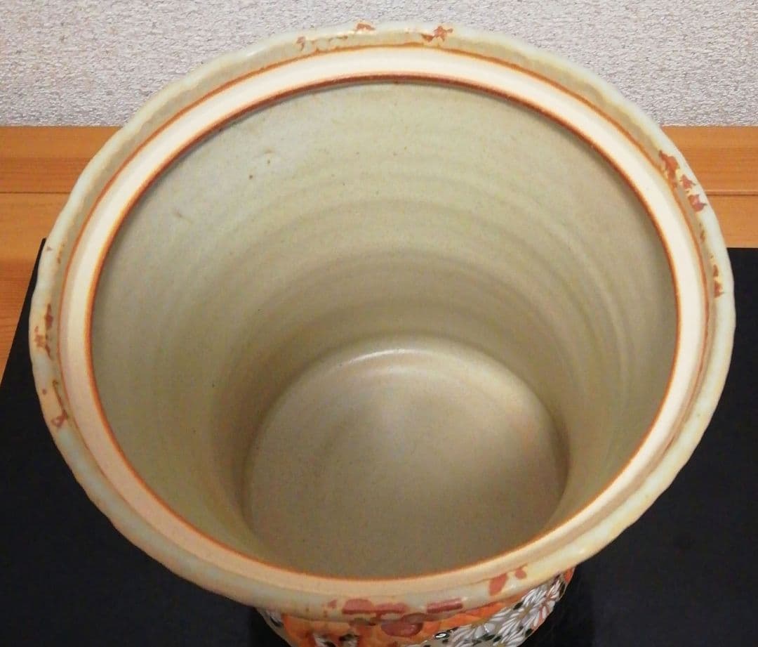 中村秋峰作　灰釉　菊絵　水指　共箱　共布　茶道具