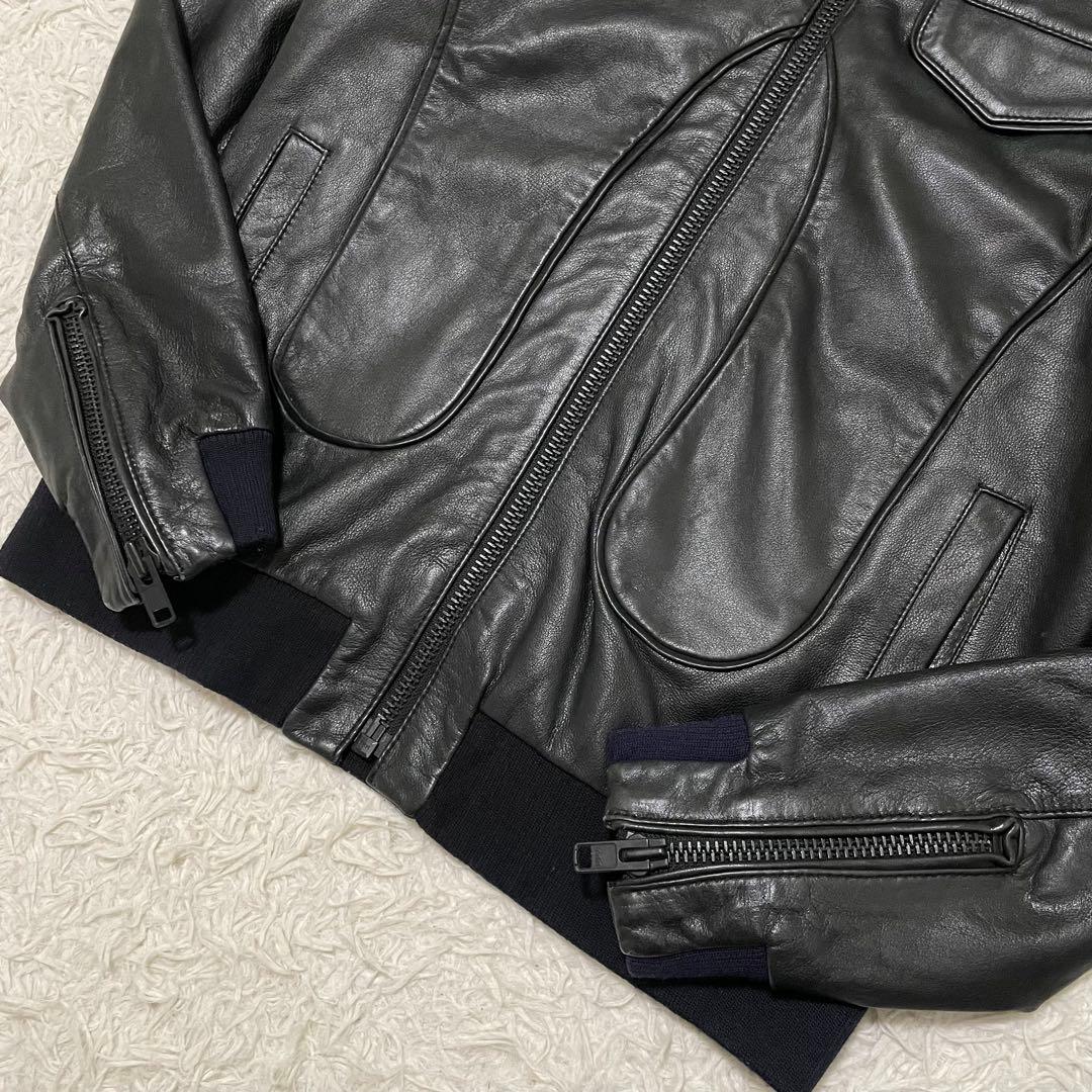 極美品/Lサイズ レトログレード レザージャケット シングルライダース ステッチ