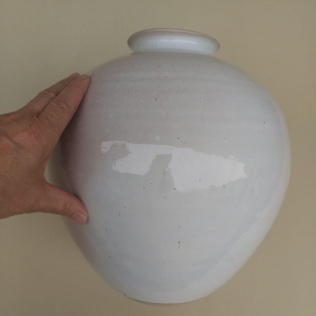 萩焼　八代　兼田佳炎　窯変白釉壺　長期保管品