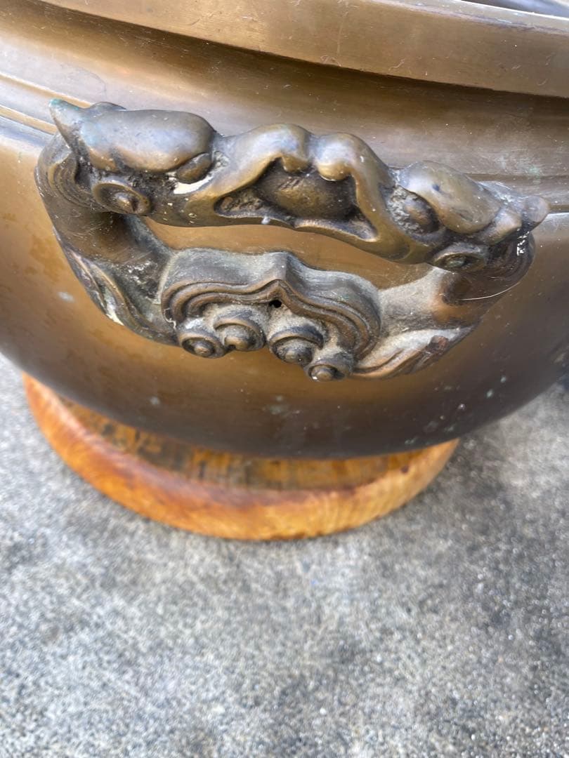 アンティーク　火鉢　昭和　木製台座　大型