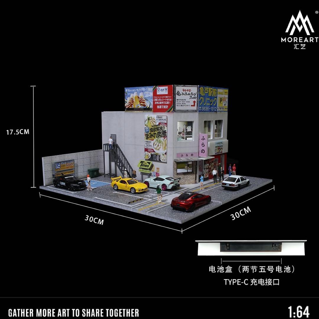 ★ MoreArt 1/64【実在の日本の商業ビル】ジオラマ　駐車場 付き