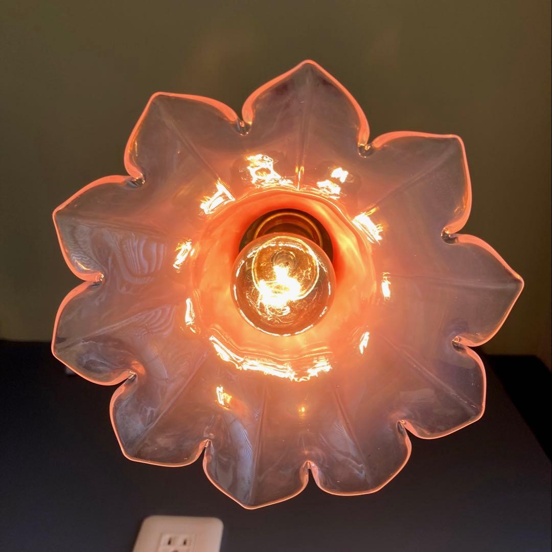 ランプシェード　オパールセント　アンティーク　フランス　フラワー