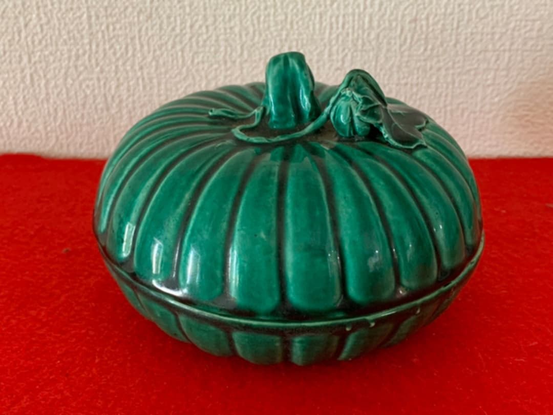 古美術　マラカイト釉蓋合【道光年製】在銘　共箱、共布付き XG3-3