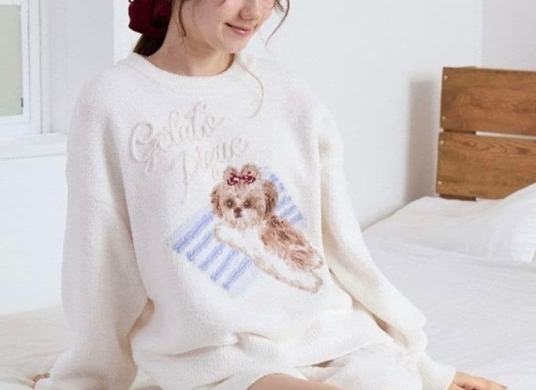 ジェラートピケ シーズー柄プルオーバー【OWHT】
