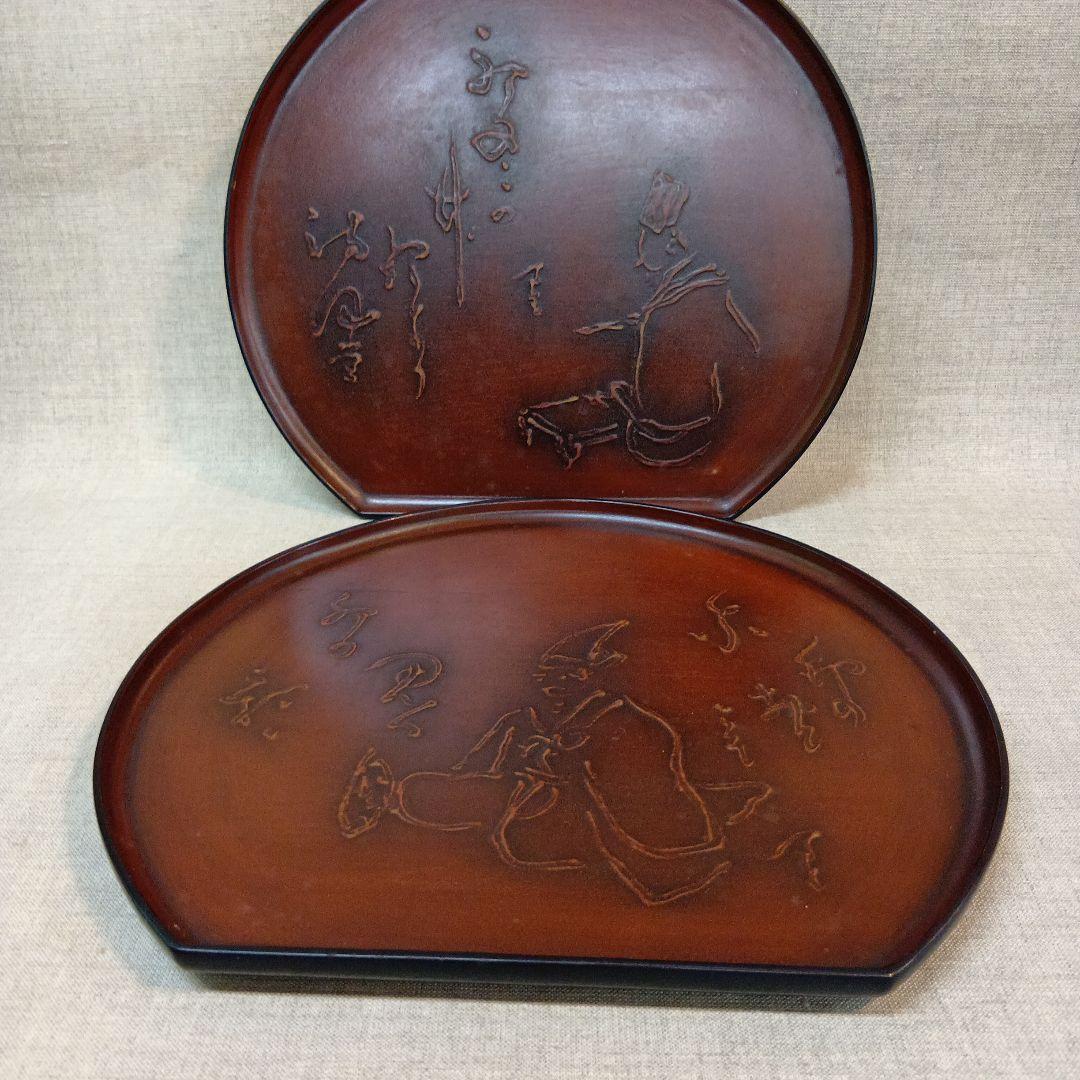 茶色漆器 楕円形 菓子器・喰籠　二つセット　アンティーク　激レア　即発送