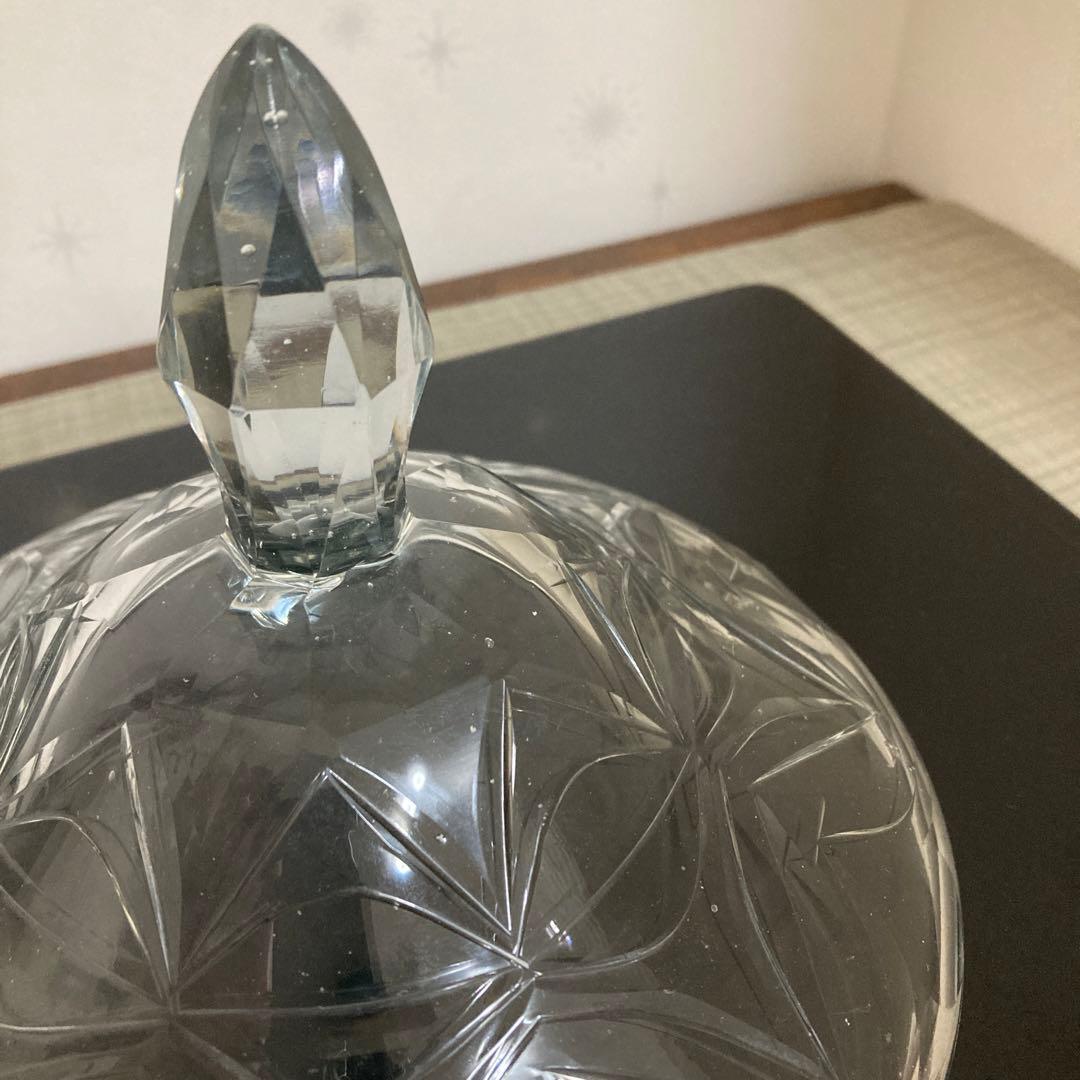 オランダ切子 ボンボン入れ 蓋物 ギヤマン アンティーク 菓子器