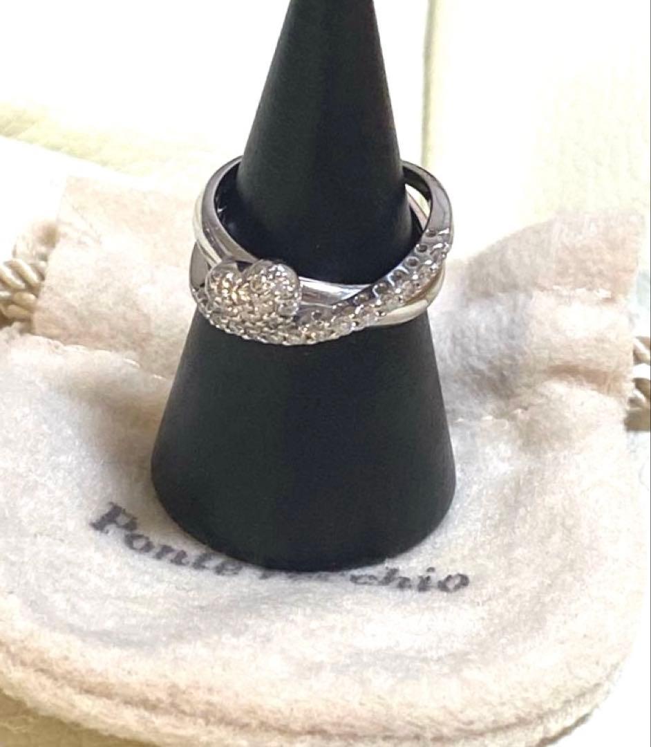 K18 WG ポンテヴェキオ ハートダイヤリング PonteVecchio 9号