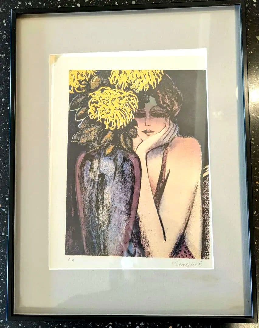 サイン入り　カシニョール　絵画　額