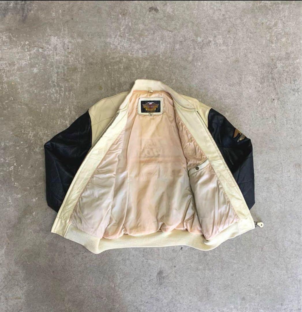 Harley-Davidson レザージャケット ホワイト/ブラック