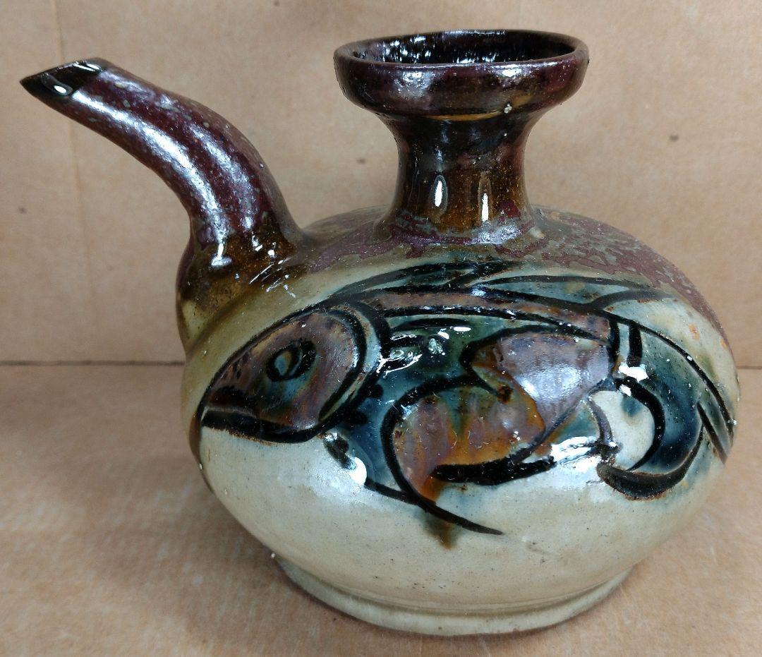 【本物保証】金城次郎 壷屋焼 カラカラ(笑う魚,魚文) 共箱 栞 人間国宝 美品