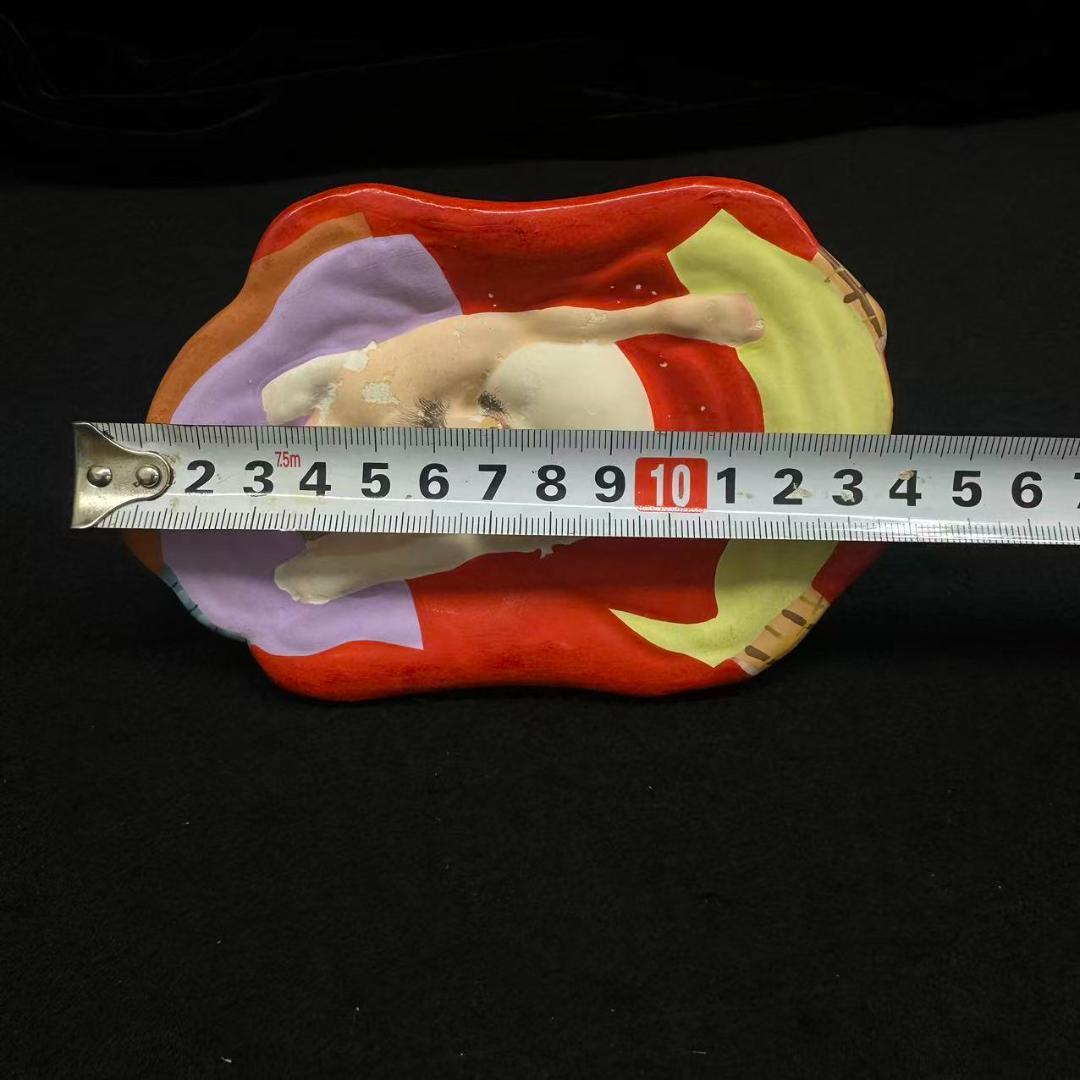 値下げ！骨董 春画人形 裏隠し 置物　彩色土人形 炬燵の男女 昭和レトロ