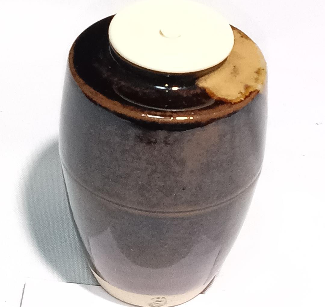 茶道具　遠州七窯　膳所焼　岩崎新定作　膳所肩衝茶入　丸龍金襴仕覆付　美品！！