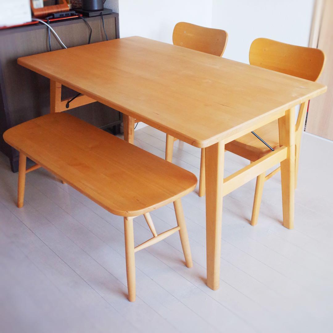 無垢天然木/北欧モダン/ダイニングテーブル130cm/ナチュラル/ヴィンテージ