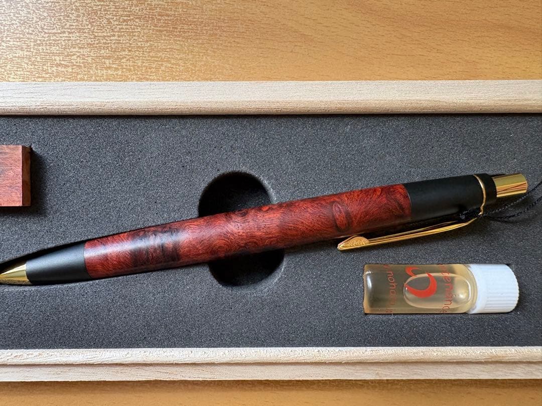 【極希少】野原工芸　特上花梨瘤　変わり杢　新型シャープペンシル（ゴールド金具）